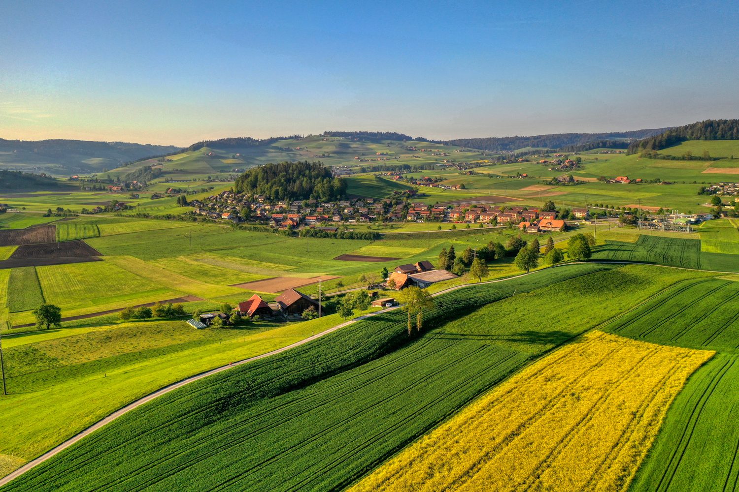 Schweizer Kulturlandschaft aus der Vogelperspektive